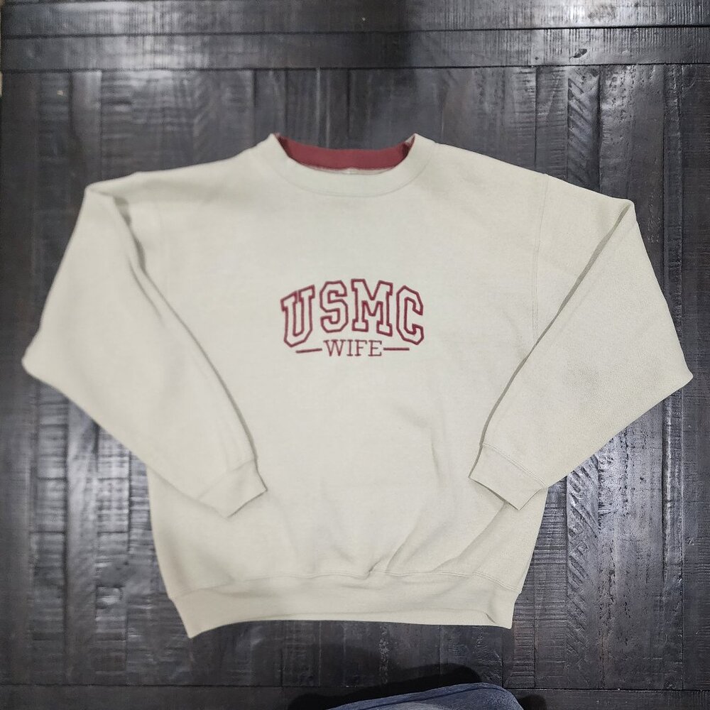 VINTAGE 2000 USMC WIFE WOMEN'S SWEATSHIRT-SIZE XL-EXCELLENT CONDITION